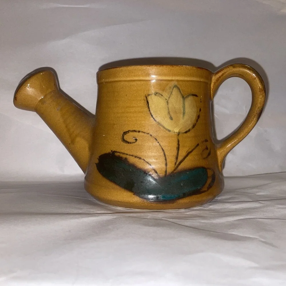 Vintage Japanese Ceramic Watering Cans Red‎ And Yellow Flower
